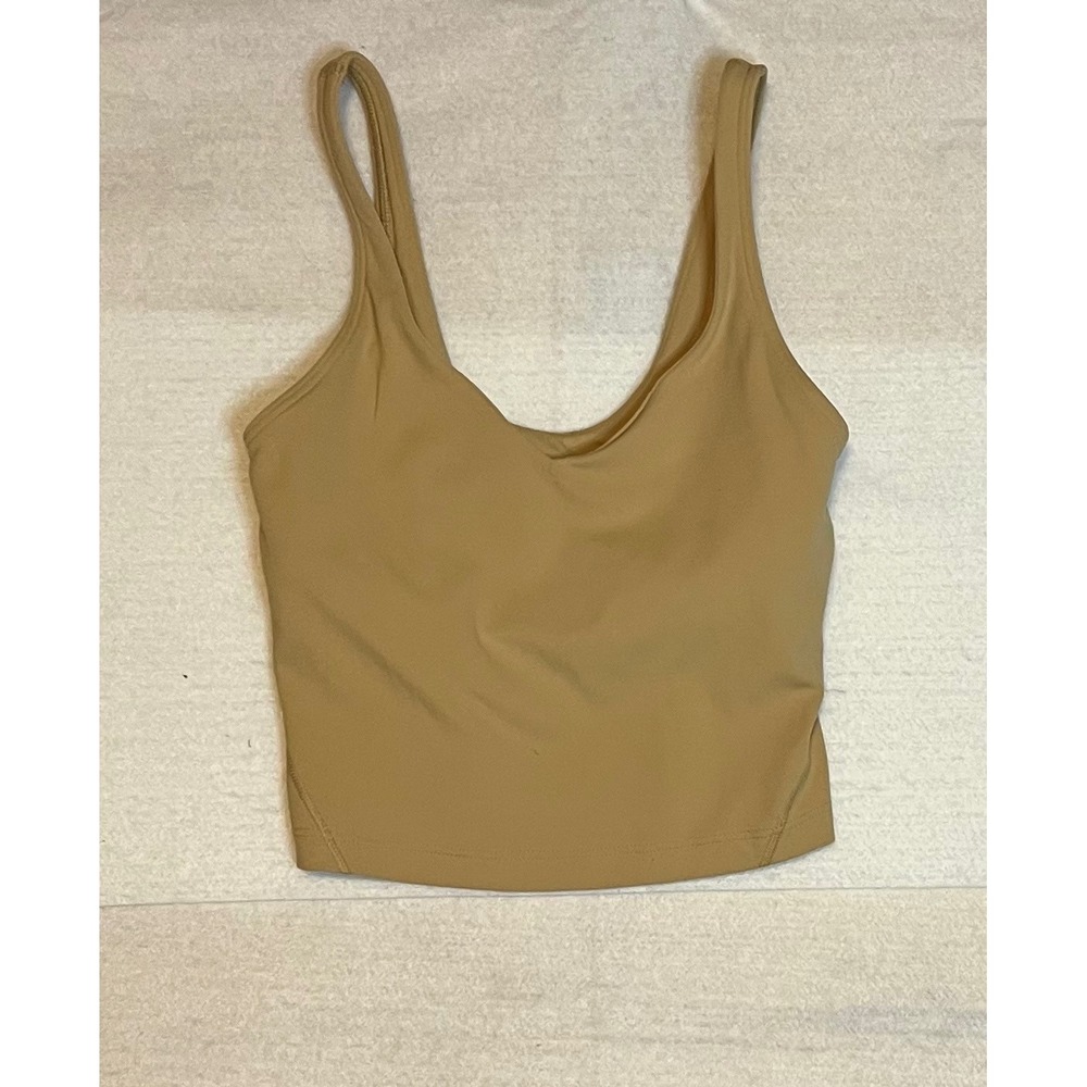 Lululemon Womens Size 0 Align Tank Cropped Bra Top Tan Nude Yoga Activewear